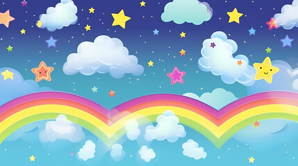 Colorful cheerful rainbow stars background wallpaper children cartoon bedroom design