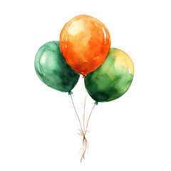 A festive bunch of orange and green balloons, perfect for adding a pop of color to any celebration