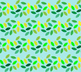 Seamless vector texture in the form of a pattern of multi-colored leaves on a delicate blue background
