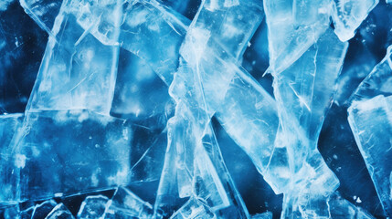 Close up of frozen lake, blue frosty background