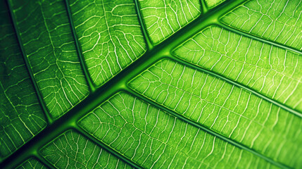Macro photo or close up of green leaf background, against the light