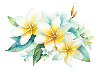 Fototapeta premium Watercolor Painting of Yellow and White Flowers