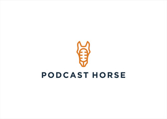 Podcast Horse Farm logo design vector illustration
