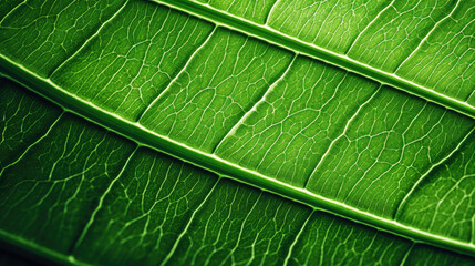 Macro photo or close up of green leaf background, against the light