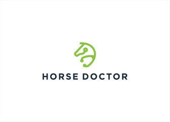 Horse Stethoscope logo. Animal Doctor concept vector illustration