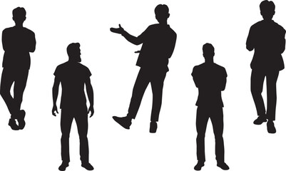 silhouette collection of standing group of businessmen vector eps 10