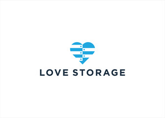 Creative Love Storage logo design vector illustration template