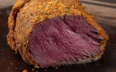 Beef Meat Baked on wooden board. Homemade cooking beef steak for restaurant, menu, advert or...