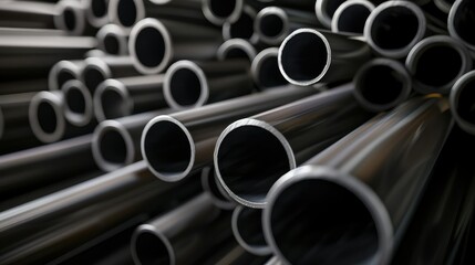 Steel tubes of different lengths stacked in space.