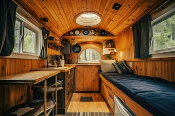 Tiny House Living: Creative Interior Design in a Compact, Sustainable Home, Boho style.