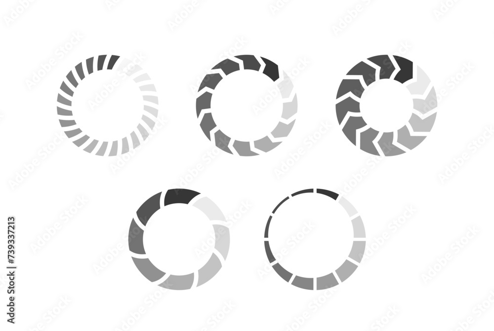 Poster circular progress icons symbolize process of loading, downloading, or uploading data in digital inte