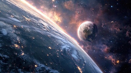 planet Earth in galaxy space, abstract astrological background