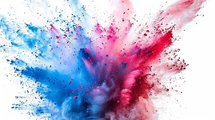 A dynamic burst of colorful powder captured in breathtaking detail against a pure solid white background, showcasing the sheer vibrancy and energy of the moment