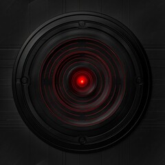 Ominous Red Glowing Light: Abstract and mysterious image of a red glowing light centered within dark concentric circles, suggesting surveillance or danger.