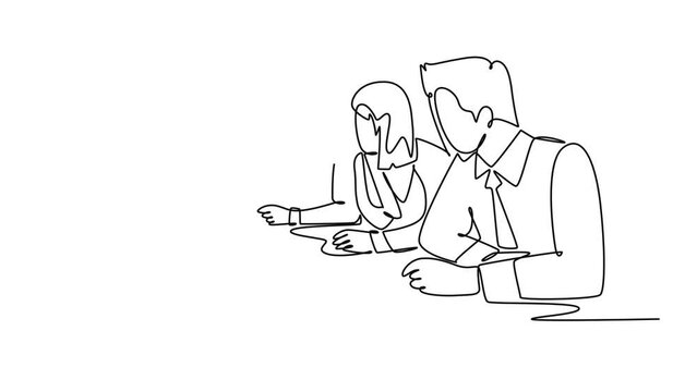 Self drawing animation of one single line draw Workshop concept. Full length animation illustration.