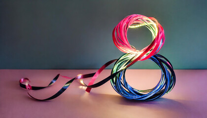 Number 8 made from luminous ribbons