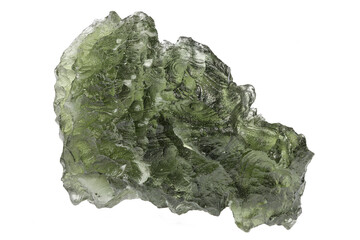 moldavite from Czech Republic isolated on white background