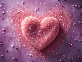 Obraz premium Pink hearts on a blue background with the word love on it