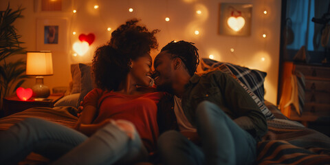 intime moment a couple kissing on the bed