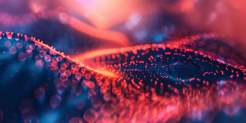 Nonfigurative macro style background with waterdrops an red light in blue objects - Powered by Adobe