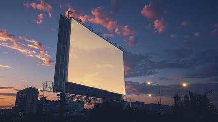 a giant white blank screen levitating in the sky.