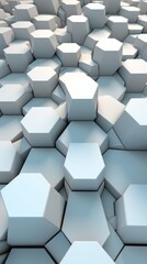 3D illustration of a white hexagonal structure