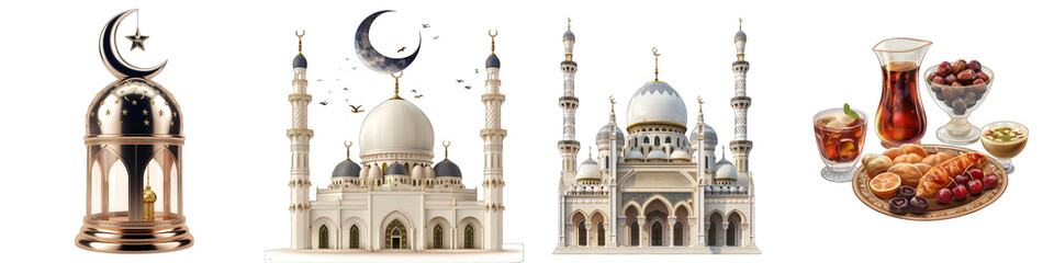 Fototapeta na wymiar Worship Ramadan Hyperrealistic Highly Detailed Isolated On Transparent Background Png File