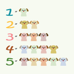 Vector numbers with cartoon animal face