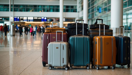 A bunch of suitcases at the airport - cargo control, baggage allowance and hand luggage parameters on the plane, security, check-in and delivery of personal belongings. 