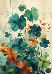 Irish Clover Shamrocks. Greeting card illustration of Traditional Irish Clover Shamrocks. St. Patrick's Day Cards & Greetings.