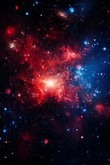 Fototapeta na wymiar Red and blue space nebula with stars