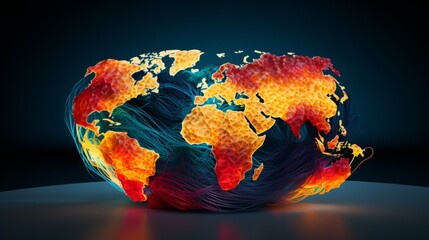 Fiber optic cables forming the shape of the earth