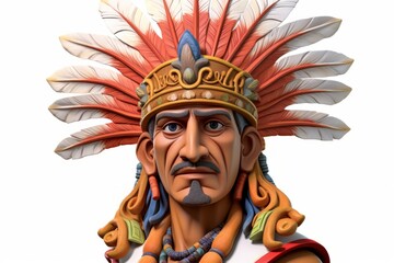 Obraz premium Portrait of a Native American man wearing a traditional headdress