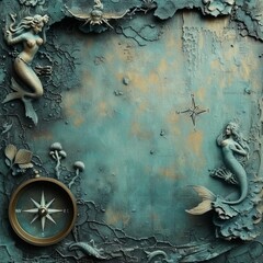 Fototapeta na wymiar fantasy mermaid map background