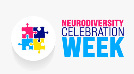 March is Neurodiversity Celebration Week background template. Holiday concept. use to background, banner, placard, card, and poster design template with text inscription and standard color. vector - obrazy, fototapety, plakaty