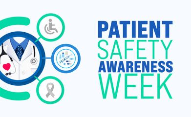 March is Patient Safety Awareness Week background template. Holiday concept. use to background, banner, placard, card, and poster design template with text inscription and standard color. vector