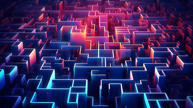 Abstract futuristic background, digital technology electronic maze background