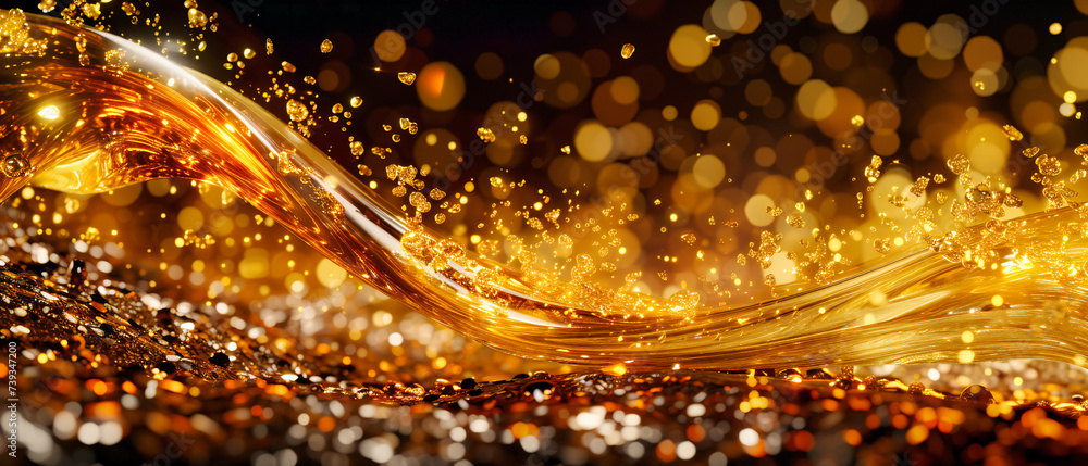 Aufkleber a golden glow of abstract light, where shimmering textures and soft bokeh create a backdrop of festi