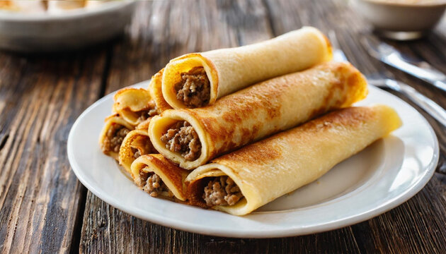 Meat pancake roll