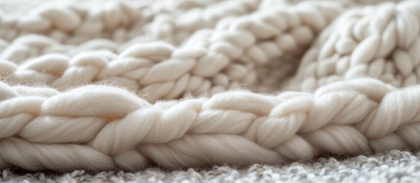 Soft and fluffy pile of pristine white wool yarn material for textile crafts