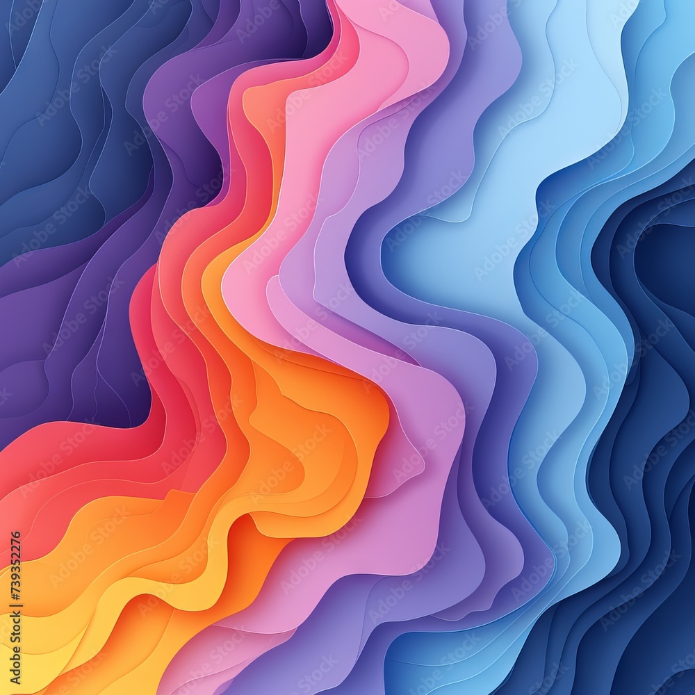 Poster abstract composition in harmonious shades in the neoformist style, bright dynamic and smooth visual 