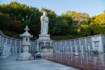 Seoul, South Korea - October 24, 2022 : Buddha Statue at Bongeunsa is a Korean Buddhist temple located in Samseong-dong, Gangnam-gu in Seoul, South Korea. - 739352293