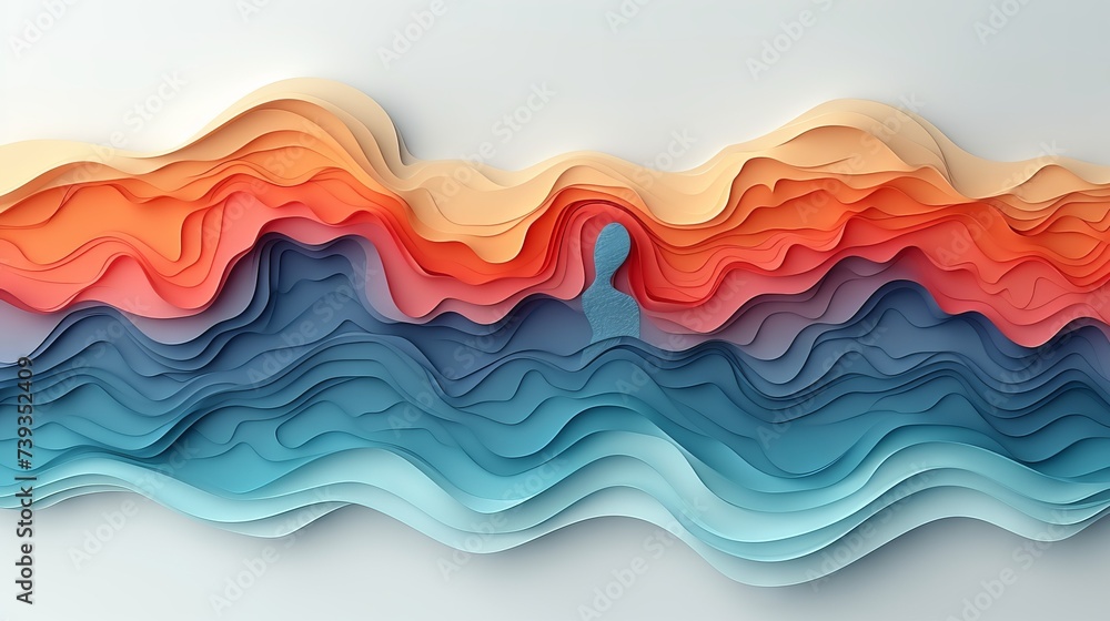 Poster abstract composition in harmonious shades in the neoformist style, bright dynamic and smooth visual 