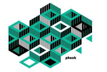 Isometric 3D cubes vector abstract geometric background, abstraction art polygonal graphic design wallpaper, cubic shapes and forms composition lowpoly style.