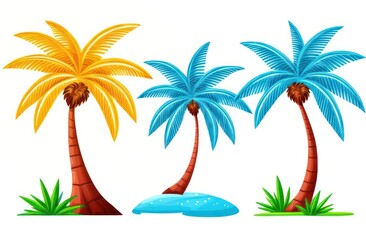 Obraz premium image of multi-colored palm trees on a white background