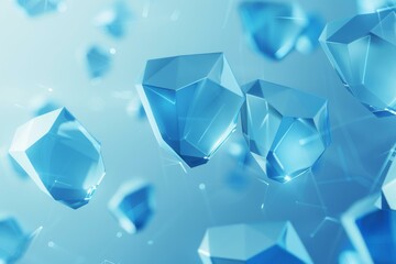 Abstract Blue Crystals Background, High-Resolution 3D Render