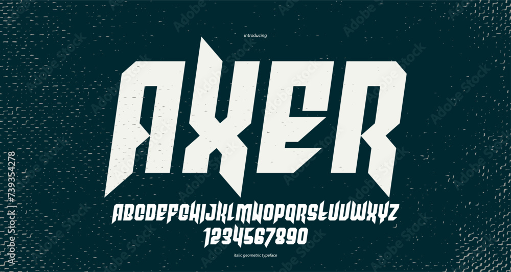 Fototapete sharp and bold gothic font for logo creation of for headlines, edgy geometric modern vector typeface