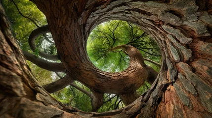 Wandcirkels aluminium The tree grows in a spiral pattern © cherezoff