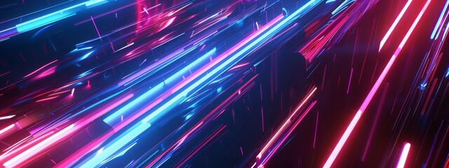 Neon Streaks and Lines in Motion: Long exposure shot capturing the rapid movement of neon streaks and lines in a colorful, high-energy abstract composition.