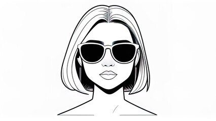 Cute young girl fashion illustration. Poster or banner, background or logo of a hipster girl or woman in glasses and cap. illustration.